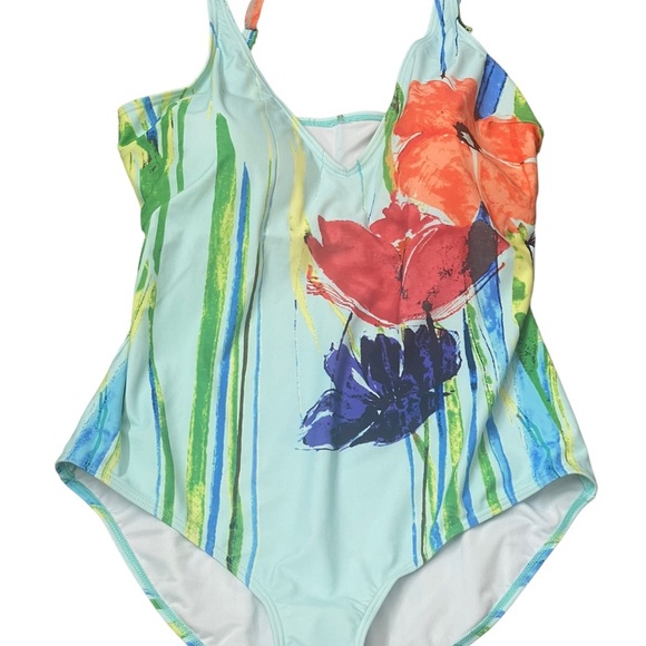 SUMM by chuck handy floral blue swim one piece size 18 - Picture 7 of 12